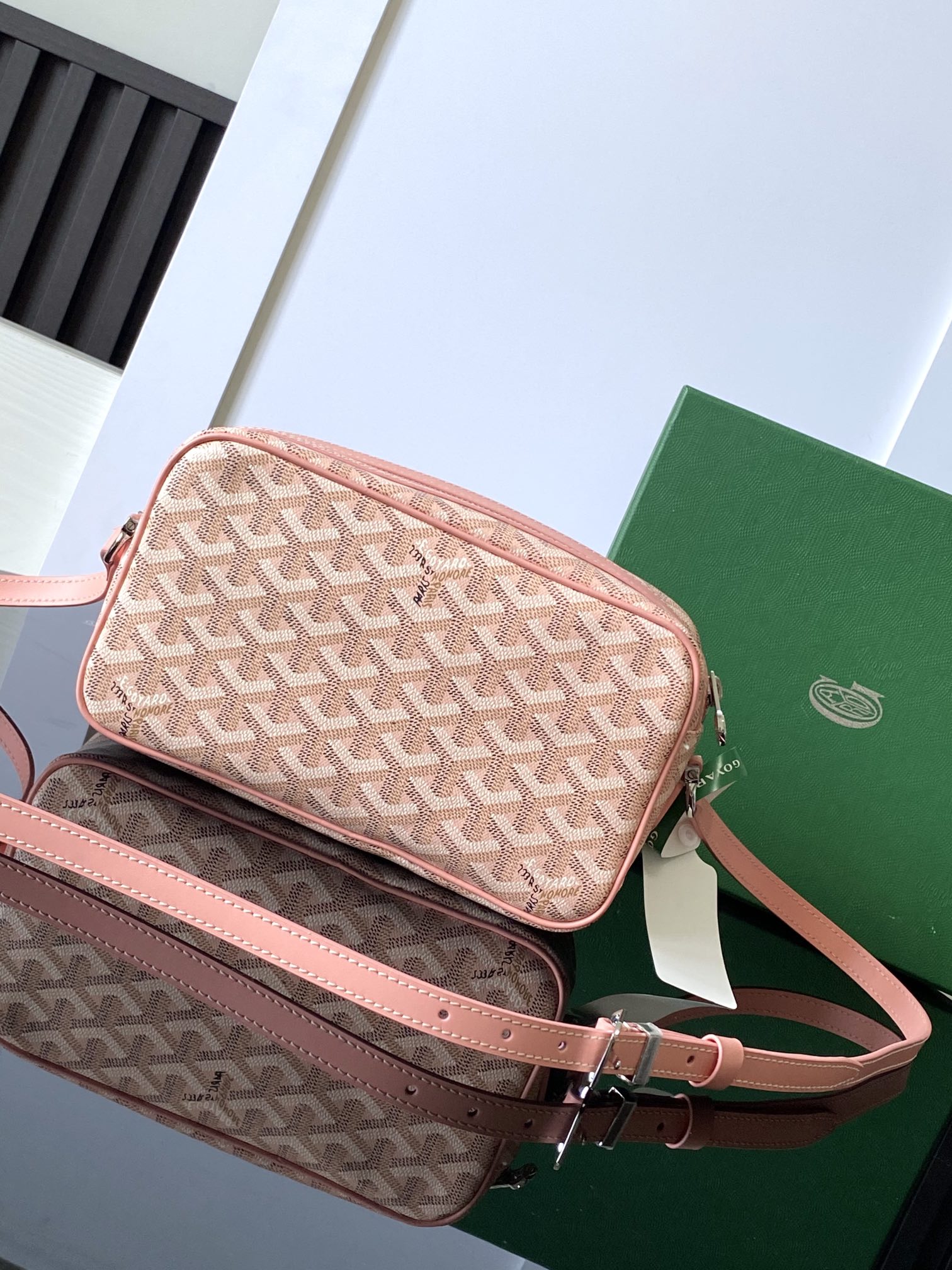 TOP Goyard Cap Vert Presbyard Full Print Crossbody Bag 13 x 6.5 x 22 cm - Pink