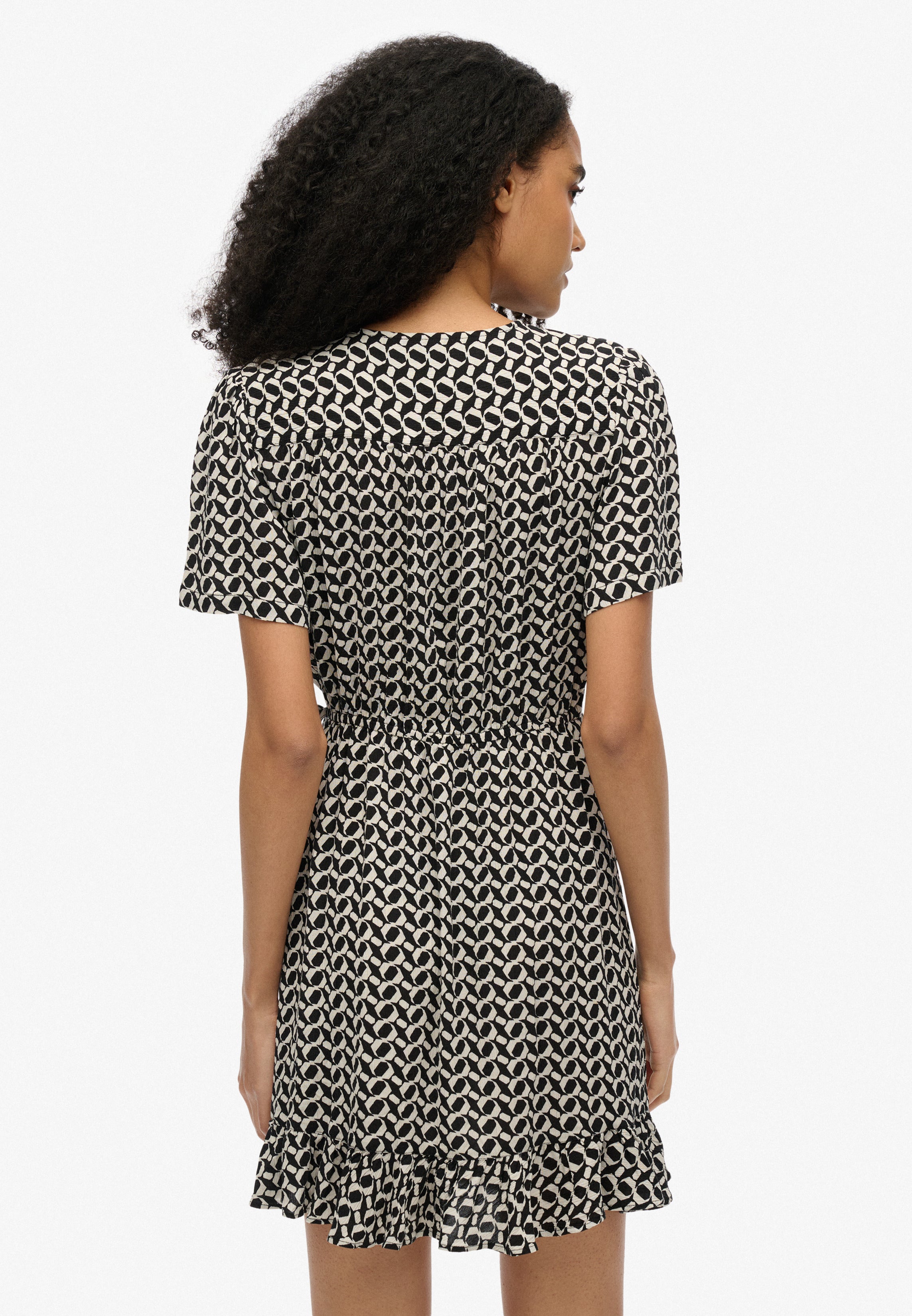 Short Sleeve Mini Wrap Dress | Ronnie Geo Mono