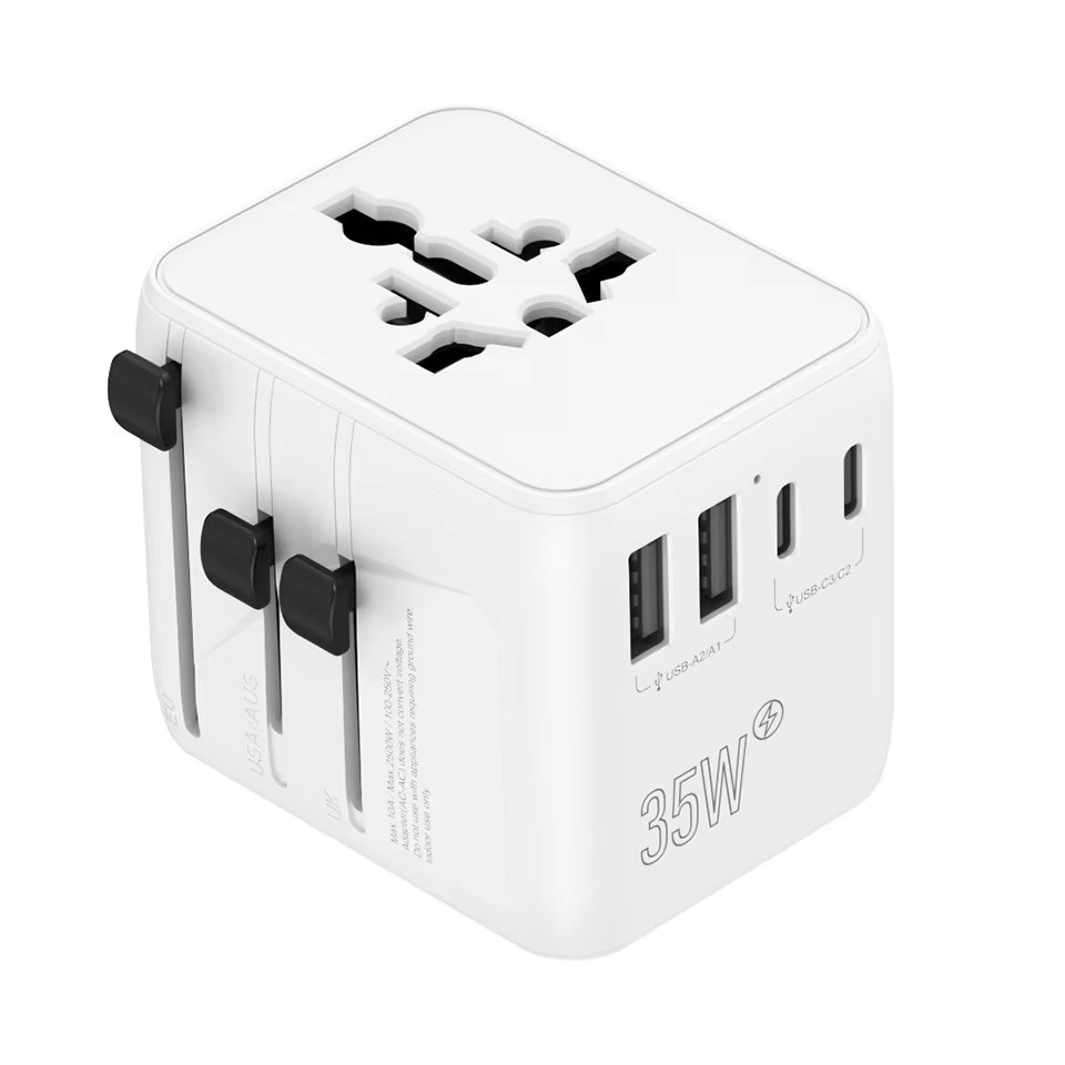 2AC Compact Size Small Plug International Plug Converter Adapter Worldwide Travel Charger Plug Socket with 3 USB and Type-C