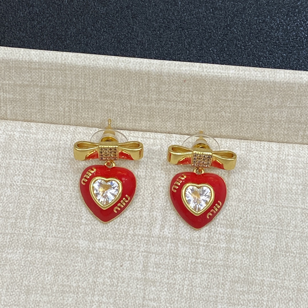 TOP Miu Miu Earrings - Gold&Red