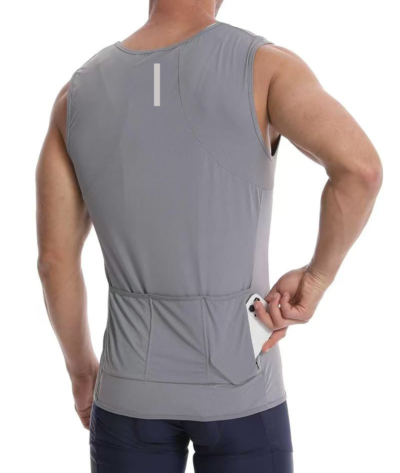 Sleeveless Cycling Jersey Men, Biking Base Layer Breathable and Lightweight with Back Pocket Sports Vest