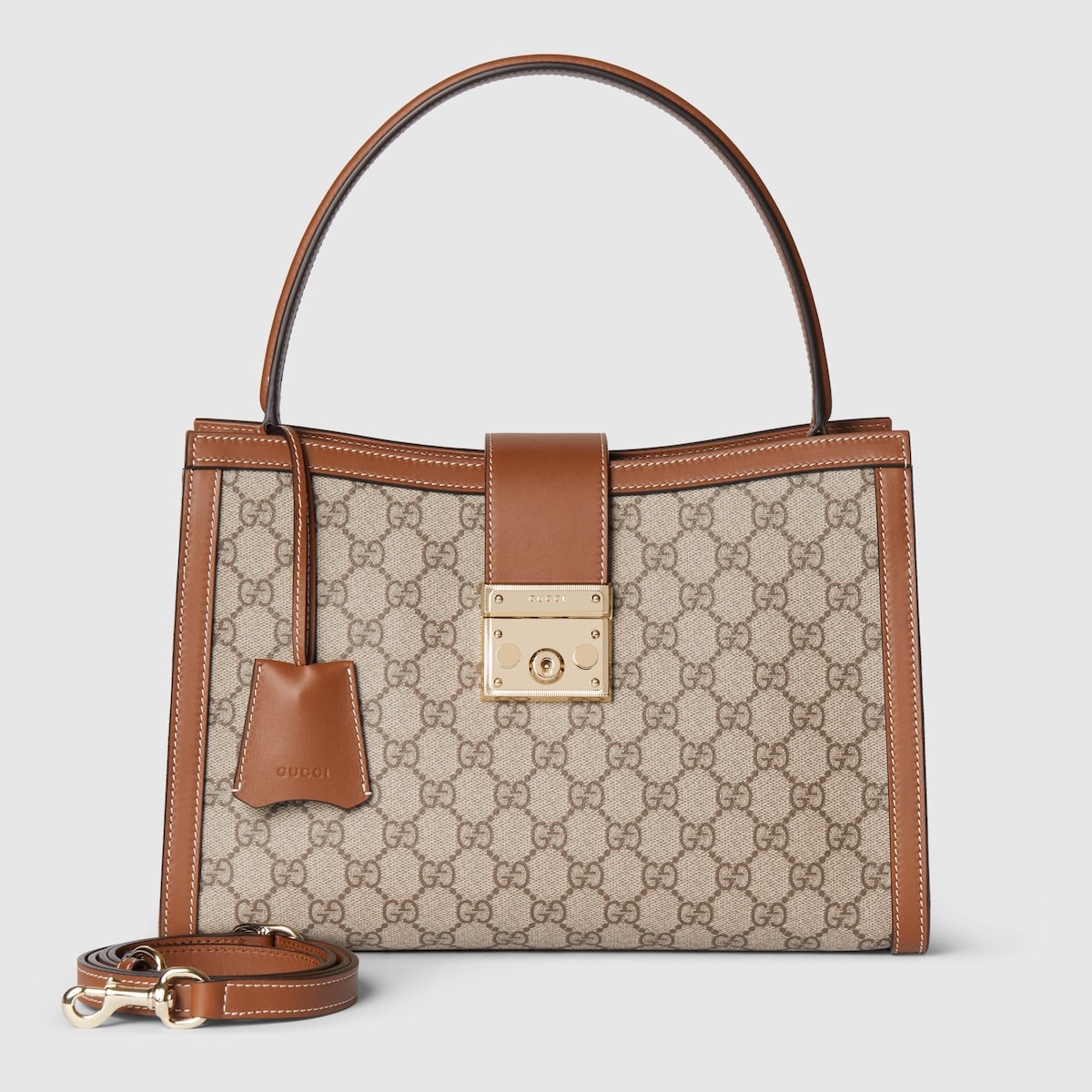 TOP GUCCI  Padlock Chain Tote Bag 31 x 21 x 11 cm /25.5 x 17.5 x 10 cm -Brown