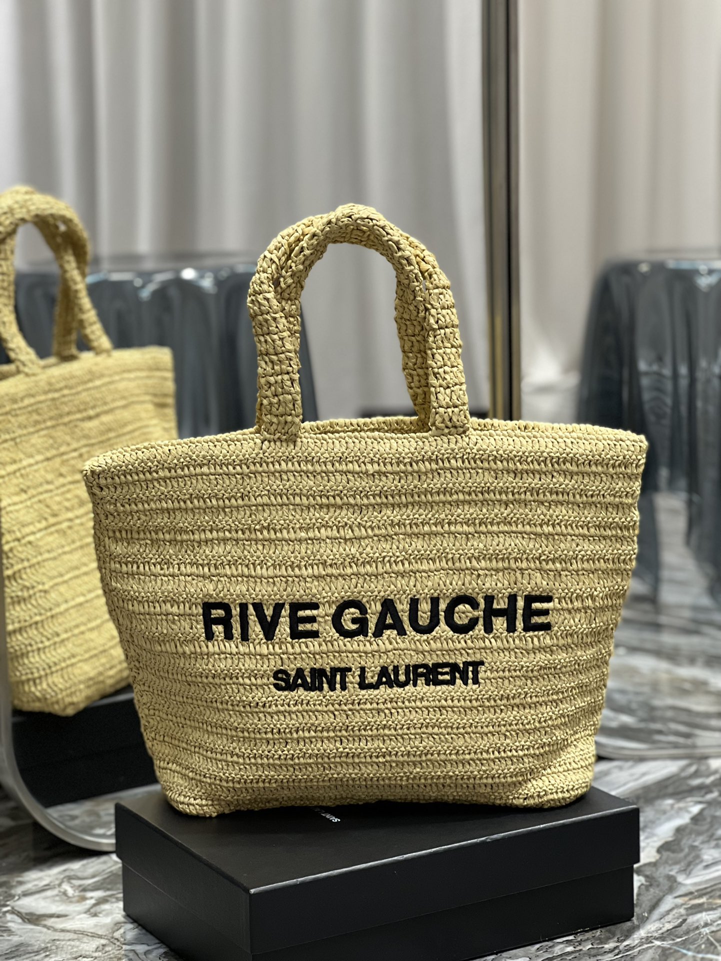 TOP Yves Saint Laurent YSL Rive Gauche Straw Tote Bag - 3 Colors