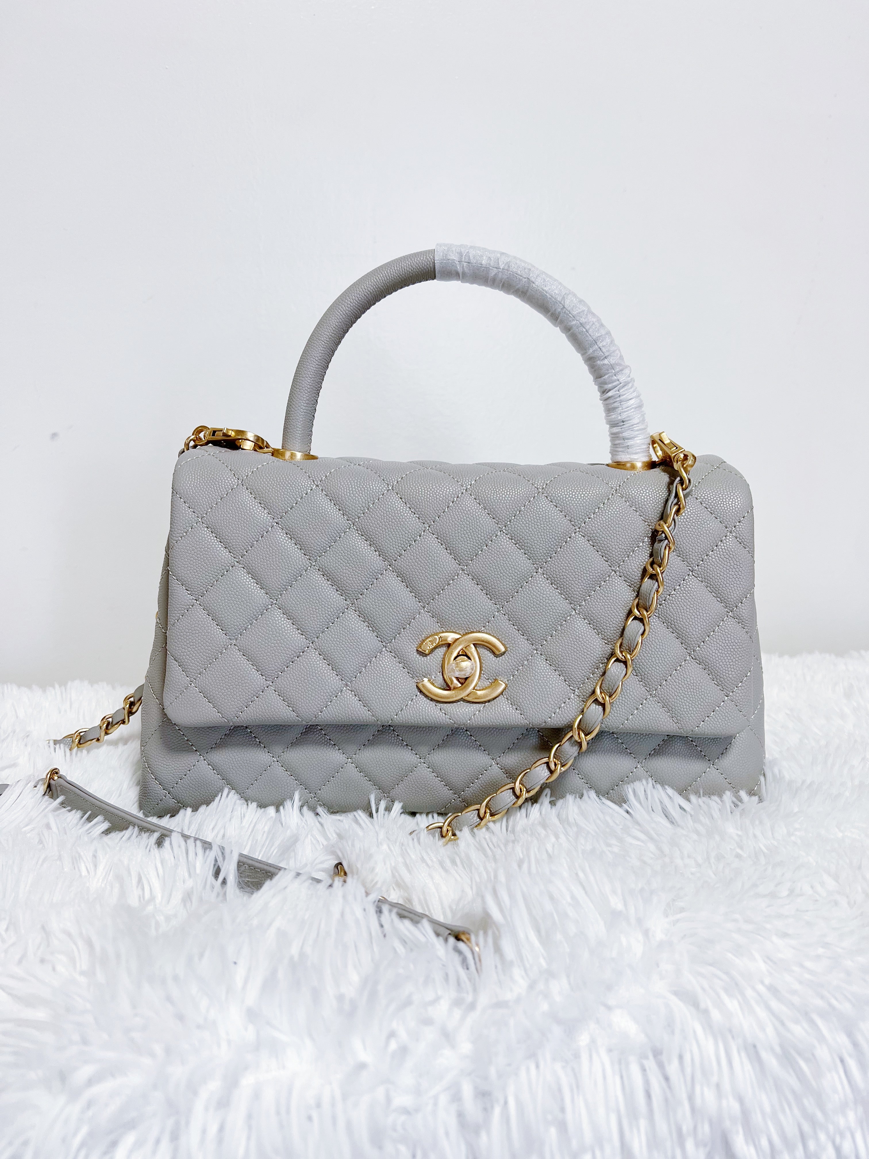 TOP Chanel Top Handle Medium Bag 18x29X12CM - Grey & GHW