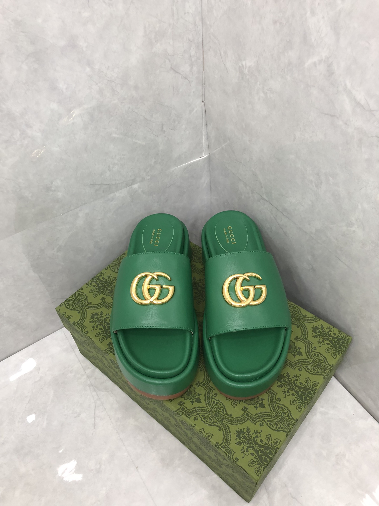 TOP GUCCI G*G Giant Platform Slides - 7 Color