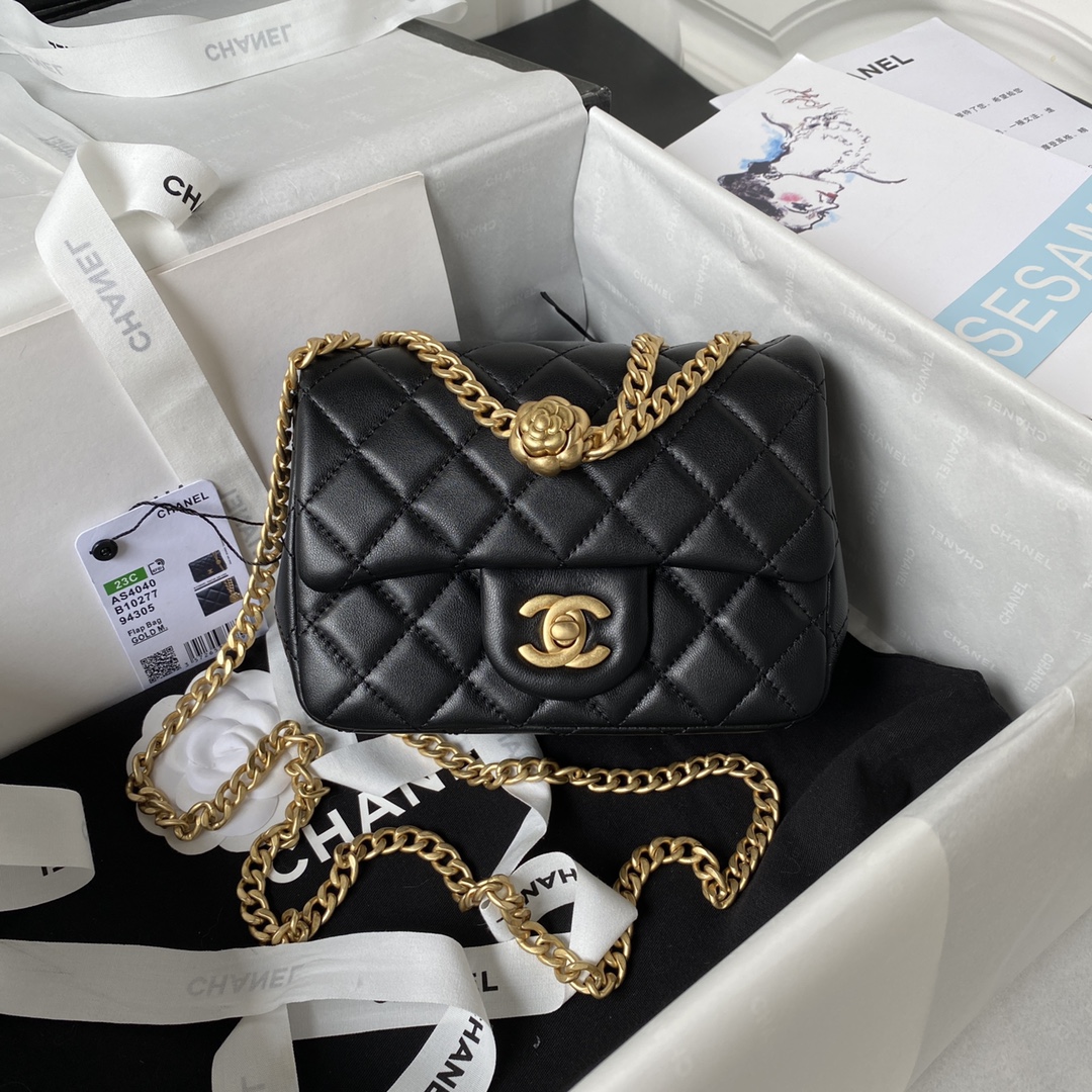 TOP CHANEL  Camellia Adjustment Buckle Series  Flab Bags 13X18X7cm/14.5X23.5X7cm - 5 Colors - GHW