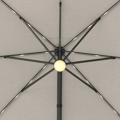 Solar LED Aluminum Cantilever Umbrella With Base