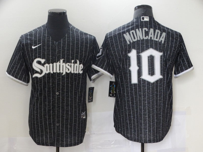 Men's Chicago White Sox Yoan Moncada #10 Black Stitched Jersey