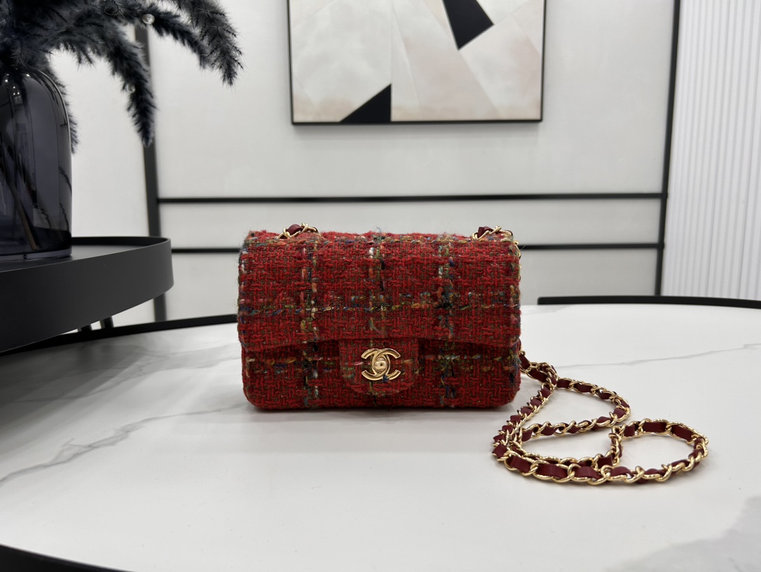 TOP CHANEL Classic Flap Bags 20cm/25cm - Red&GHW