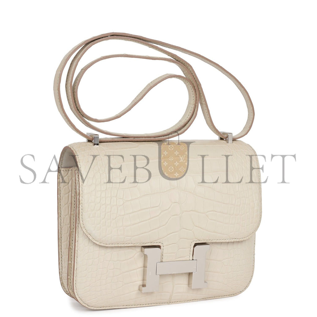 HERMES MASTER CONSTANCE 18 MATTE ALLIGATOR PALLADIUM HARDWARE (18*15*4cm)