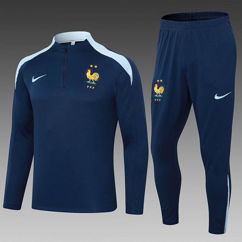 2024-25 Blue France  Football Half Pull Training Suit