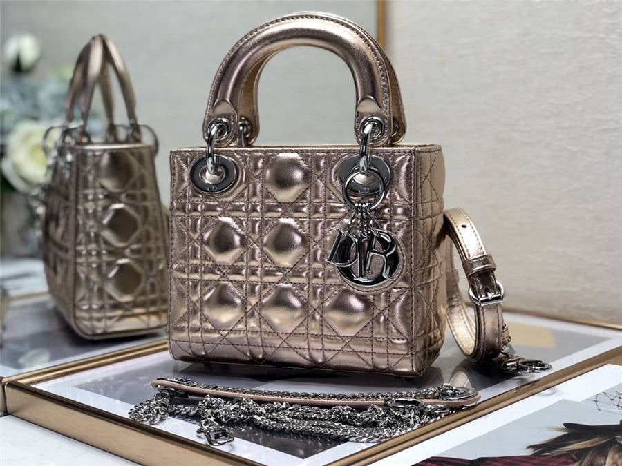 Top Christian Dior Lady Christian Dior Bag Mini - Metallic Pink w SHW