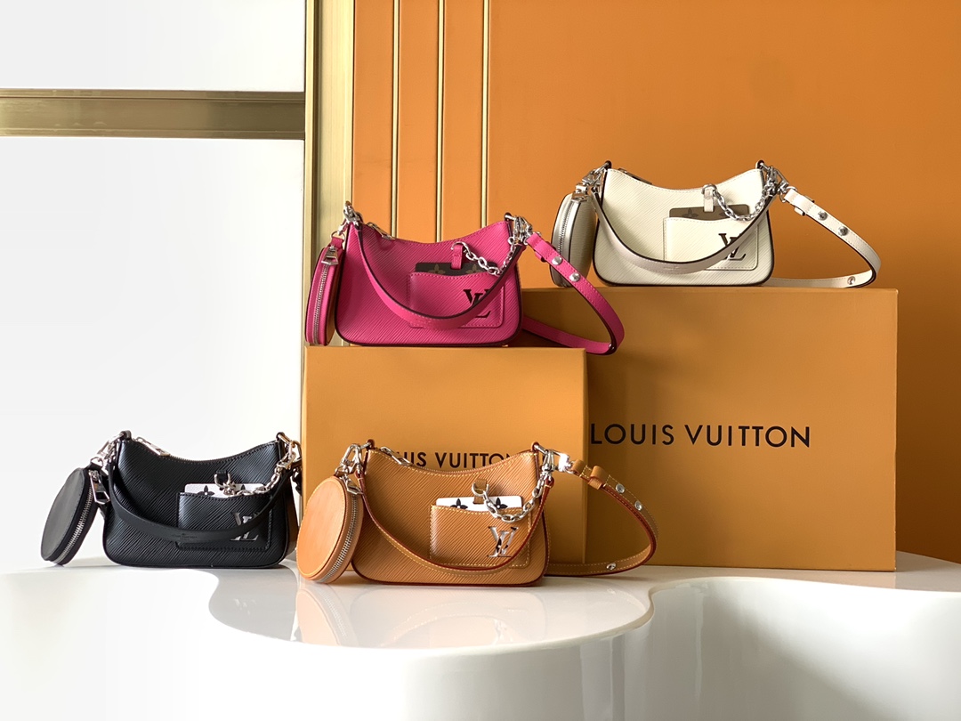 TOP Louis Vuitton LV Smooth Cow Leather Marellini Handbag 19x13.5x6.5CM - 4 Colour&SHW