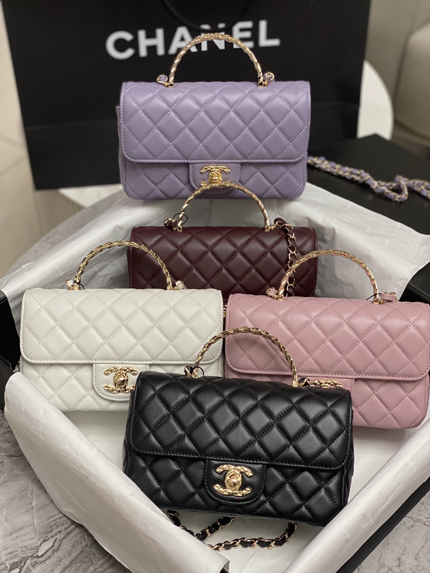 TOP CHANEL Flap Bag with Top Handle 20cm - 4 Color