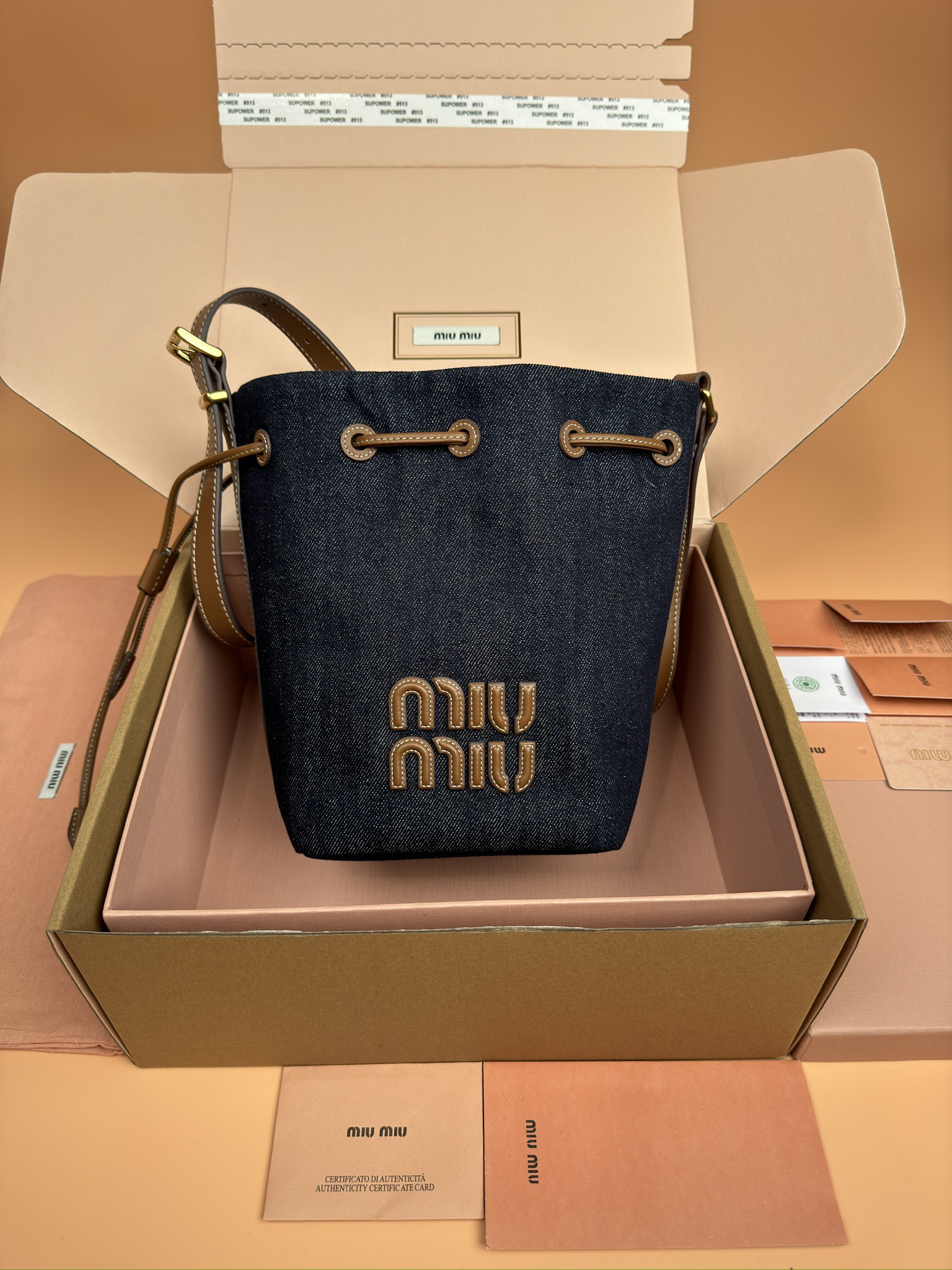 TOP Miu Miu Canvas And Cow Leather Bucket Bag 16x22.5x14cm/23x29x17cm - 2 Colors