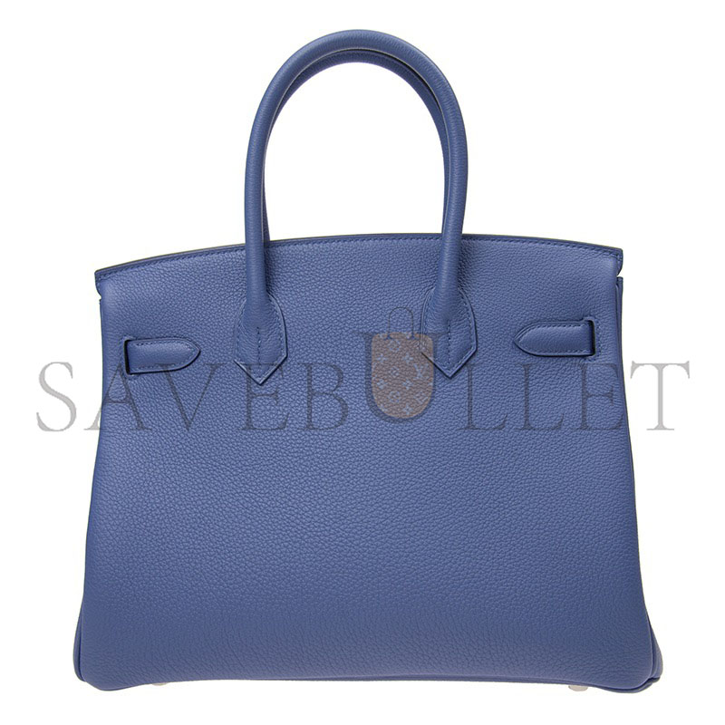 HERMES HANDBAGS BIRKIN 30 7E TOGO HANDBAG BLEU BRIGHTON (30*23*15cm)