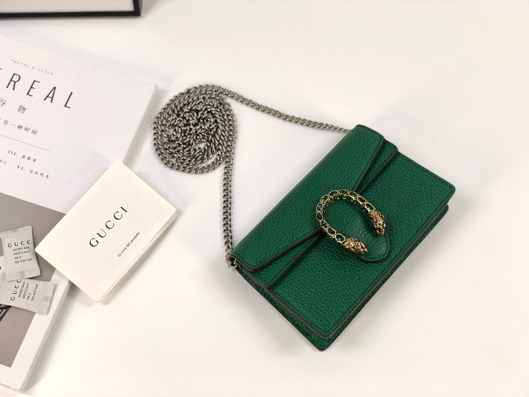 TOP GUCCI Dionysus Bag Mini Chain Bag 16.5x10x4cm - Green