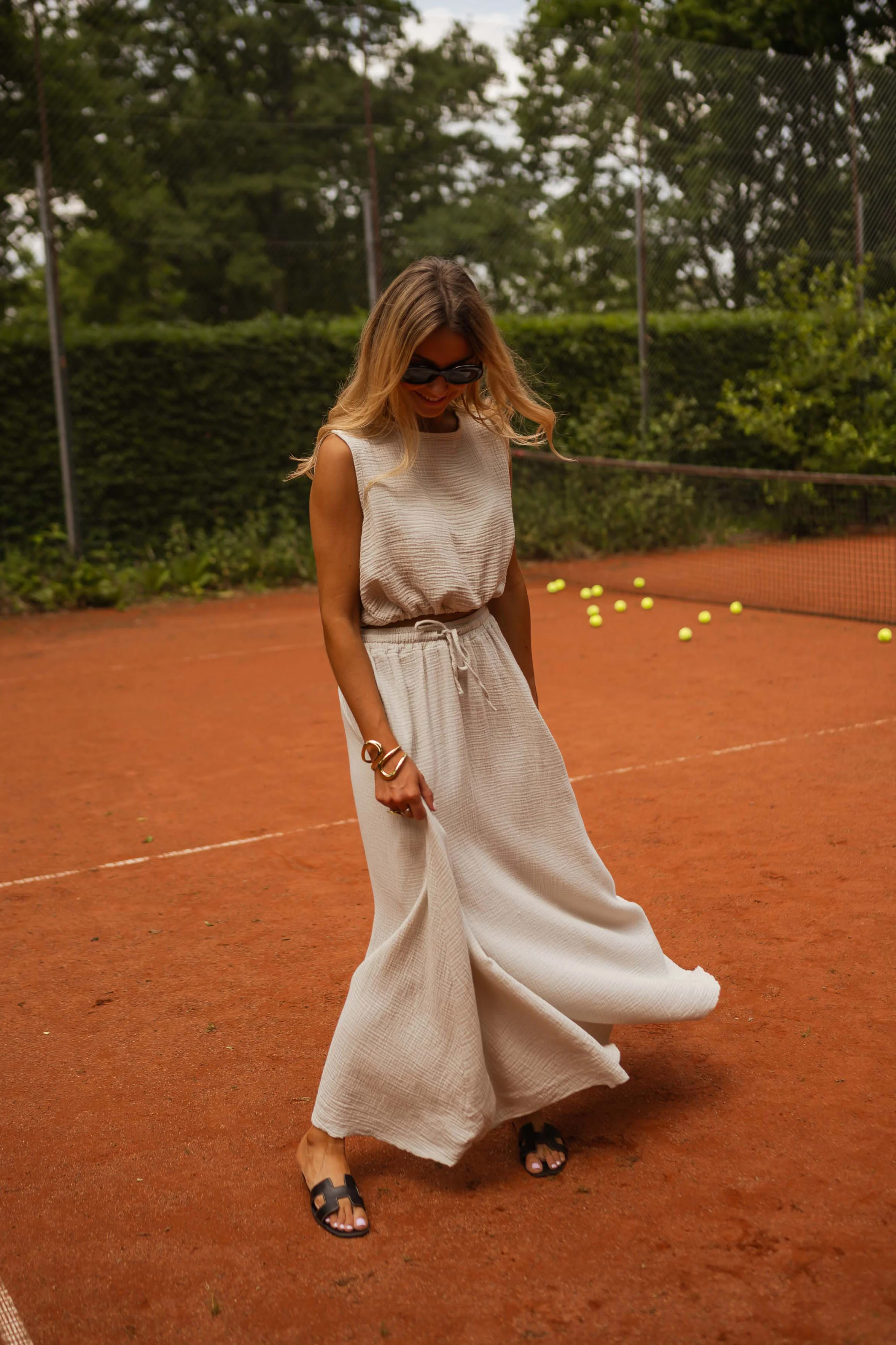 Salma top - beige cotton gaze