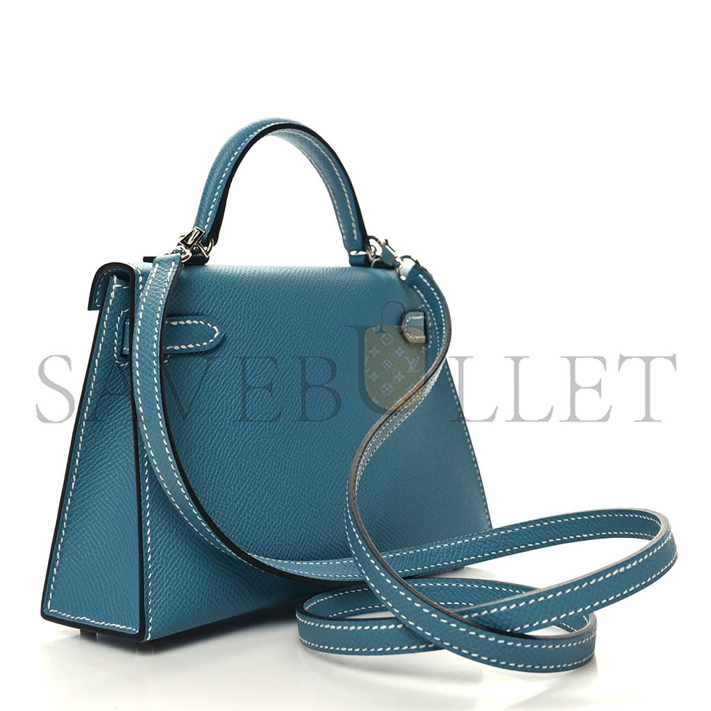 HERMÈS EPSOM MINI KELLY II  NEW BLUE JEAN (19*12*5.5cm)