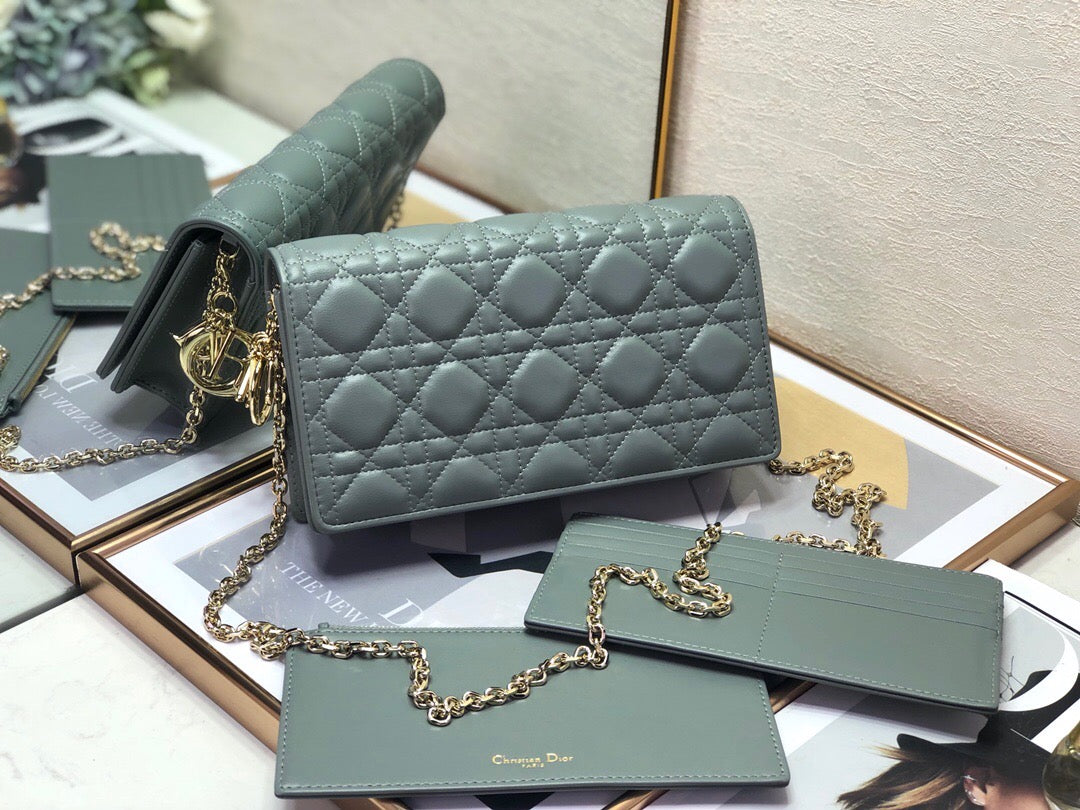 TOP Christian Dior Lady Pouch Bag- Cloud Green