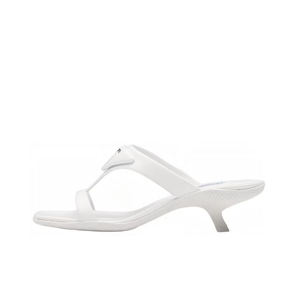 Prada  Polished Leather Sandals Slide  (Replica)