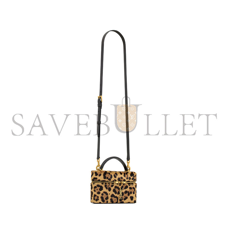YSL GABY HORSEHAIR-EFFECT LEATHER COSMETIC BAG 798098AAE6T2490 (18*11*6.5cm)