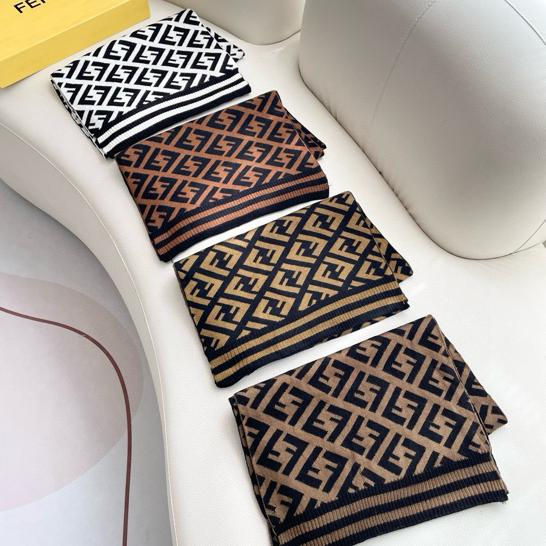 TOP FENDI Cashmere Monogram Rectangle Scarf 36x180cm - 4 Color