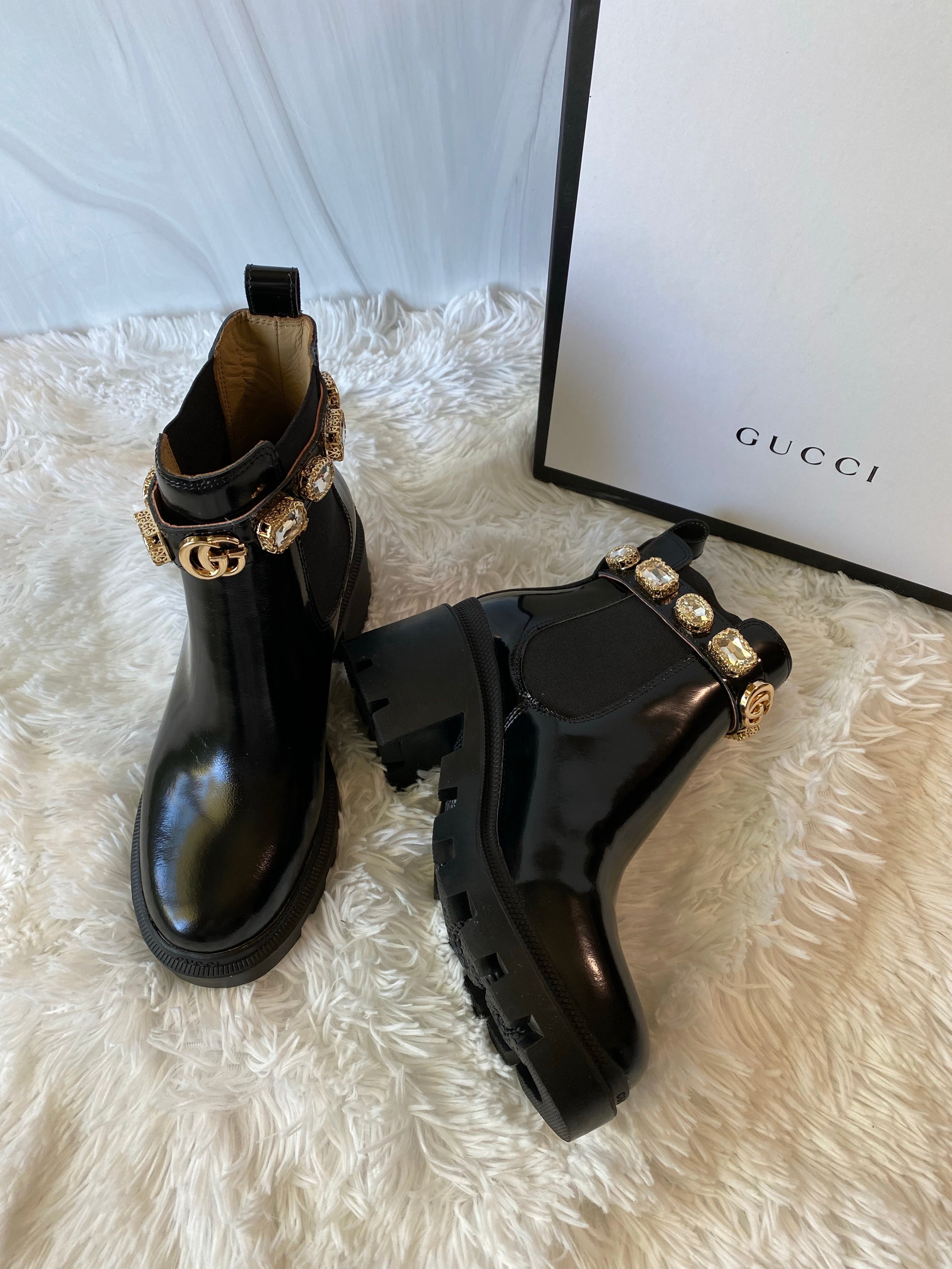 TOP GUCCI Ankle Gems Boots - Black