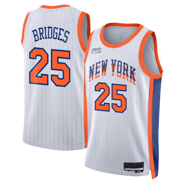 Men's New York Knicks Mikal Bridges 24-25 White Jersey - Icon Edition