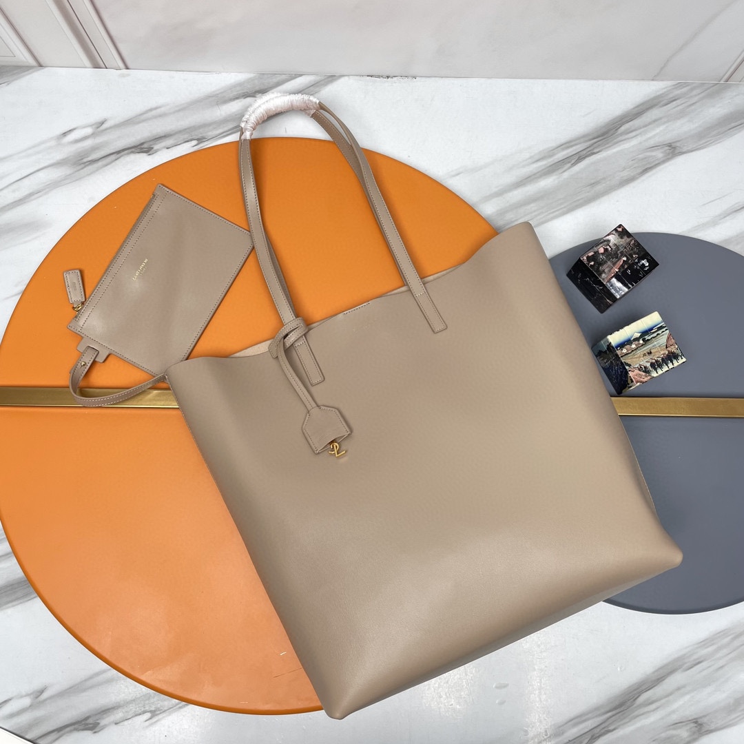 TOP Yves Saint Laurent YSL Calfskin Shopping Tote Bags - 3 Colors&GHW