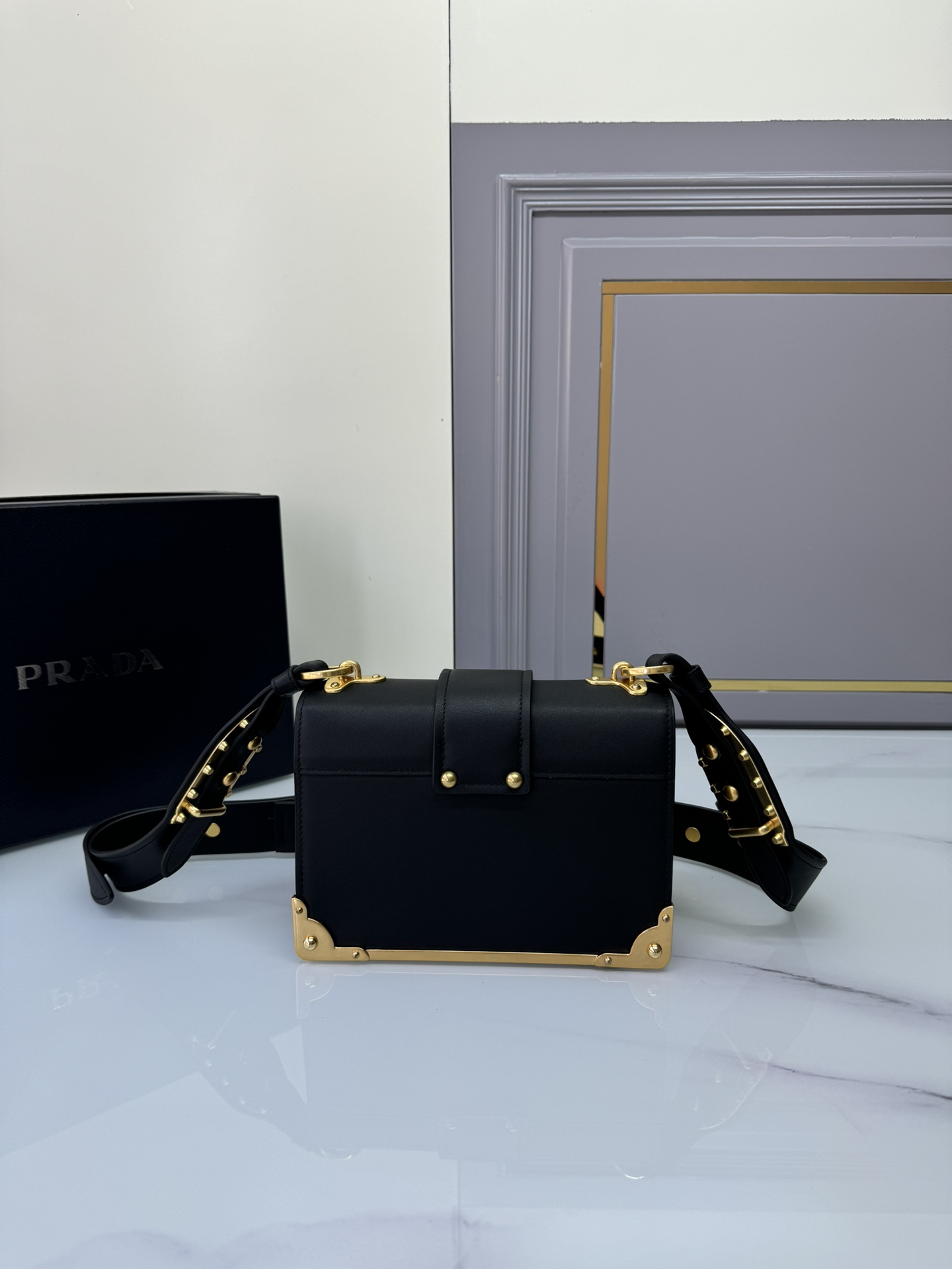 TOP PRADA Leather Bag 19X14cmX9cm - Black