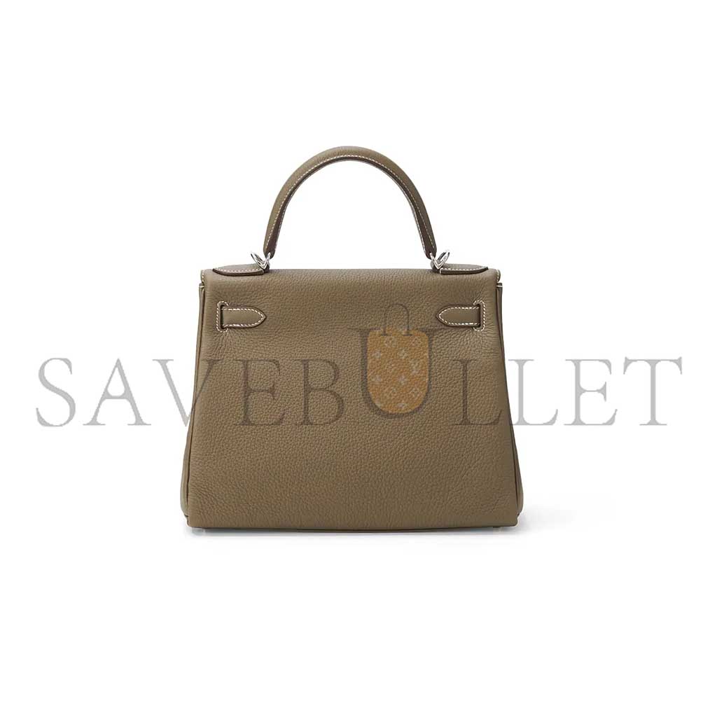 HERMÈS KELLY 25 ELEPHANT GRAY SILVER BUCKLE (25*17*7cm)