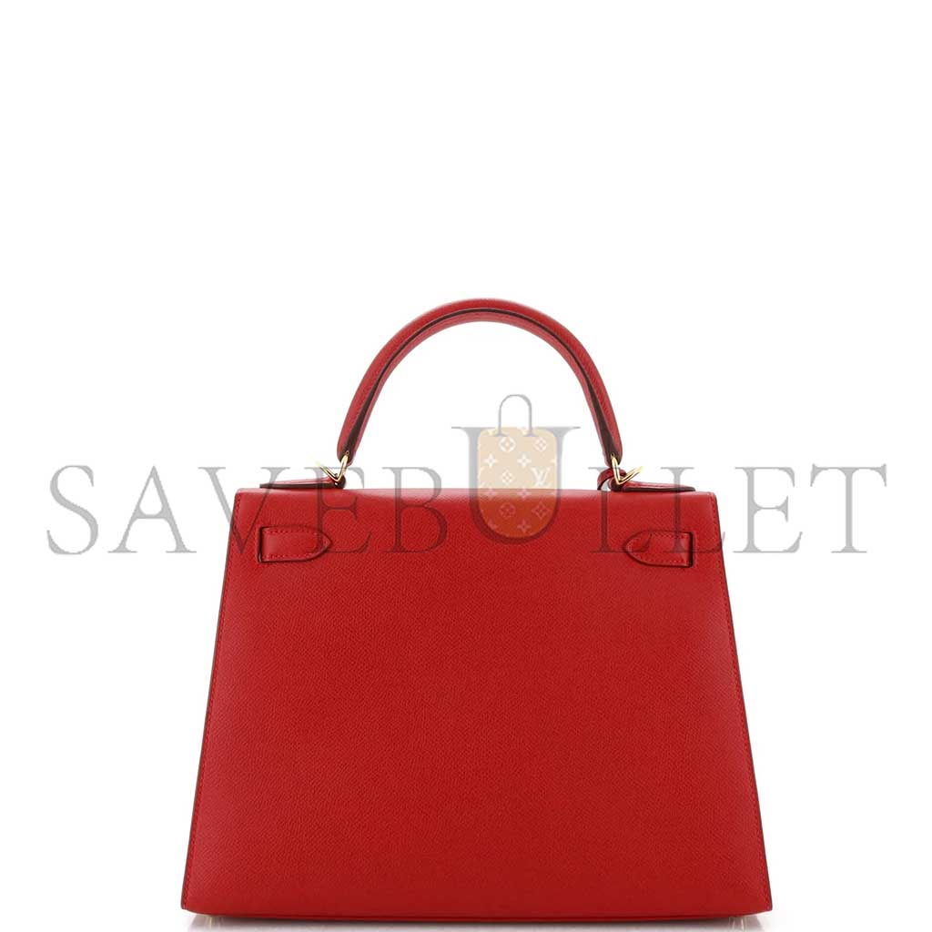 HERMÈS KELLY HANDBAG ROUGE VIF EPSOM WITH GOLD HARDWARE 28 (28*22*10cm)