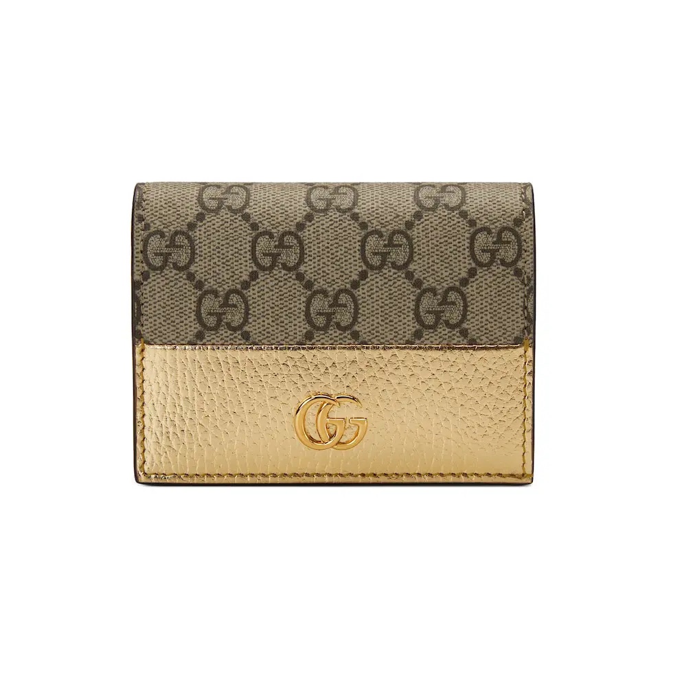 TOP GUCCI GG Monogram Wallet 11 x 8.5 x 3 cm -Gold