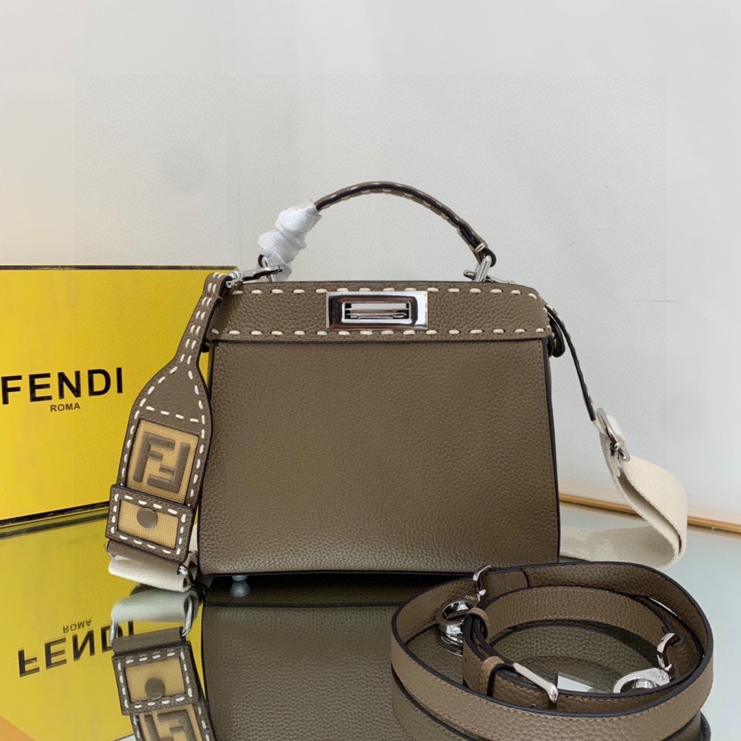 TOP FENDI Peekaboo X-Lite Kitten Bag - 23×18×11cm - Dark Grey