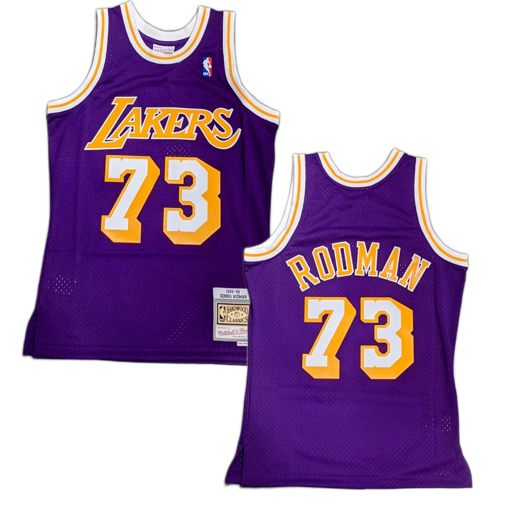 Men's Los Angeles Lakers Dennis Rodman1998-99 Hardwood Classics Purple Swingman Jersey