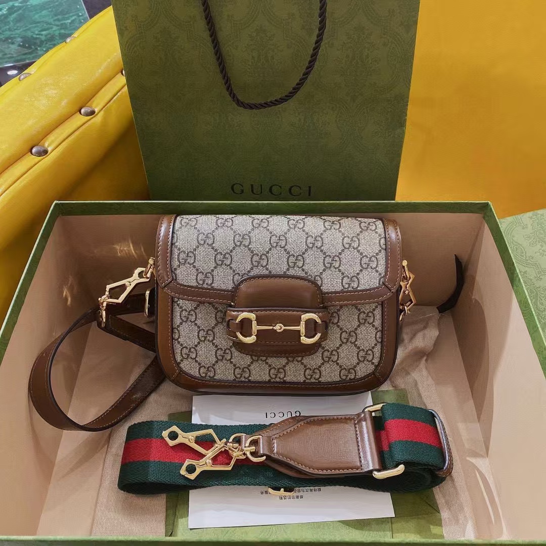 TOP GUCCI G*G Horsebit Mini/Medium Bag 20x15x5cm/25x18x8cm - Brown