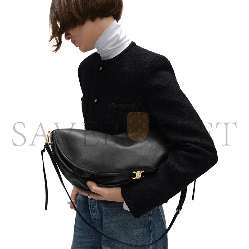 CELINE HALFMOON SOFT TRIOMPHE BAG IN SUPPLE SHINY LAMBSKIN 124142T88.38NO (46*19*10cm)