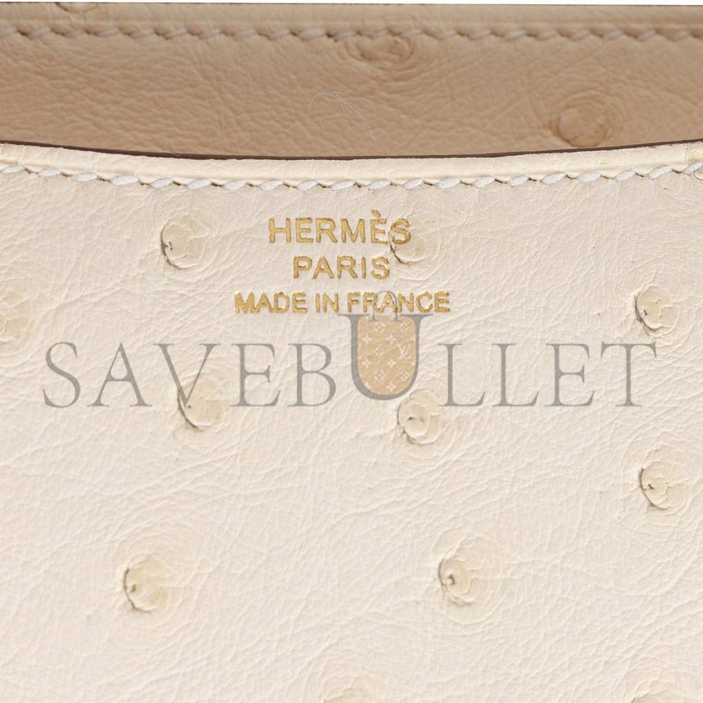 HERMES CONSTANCE 18 OSTRICH GOLD HARDWARE (18*15*4cm)