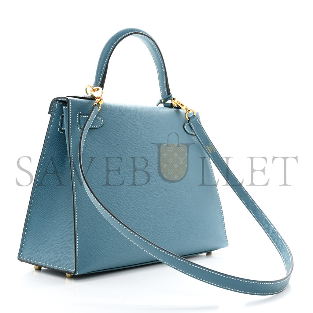 HERMÈS EPSOM KELLY SELLIER 28 NEW BLUE JEAN (28*22*10cm)
