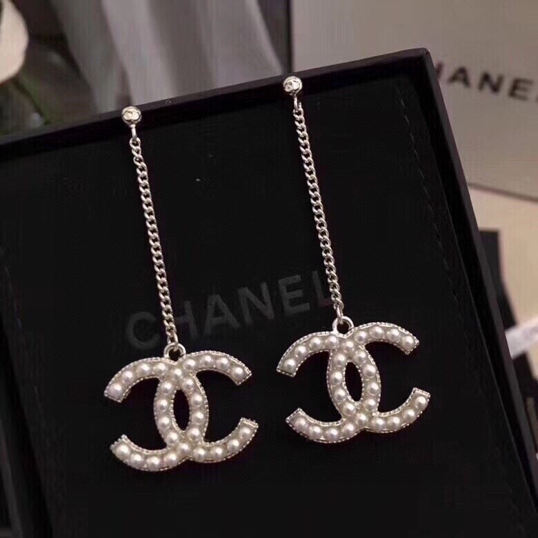 TOP CHANEL Double C Double Sided Tassel Stud Earrings
