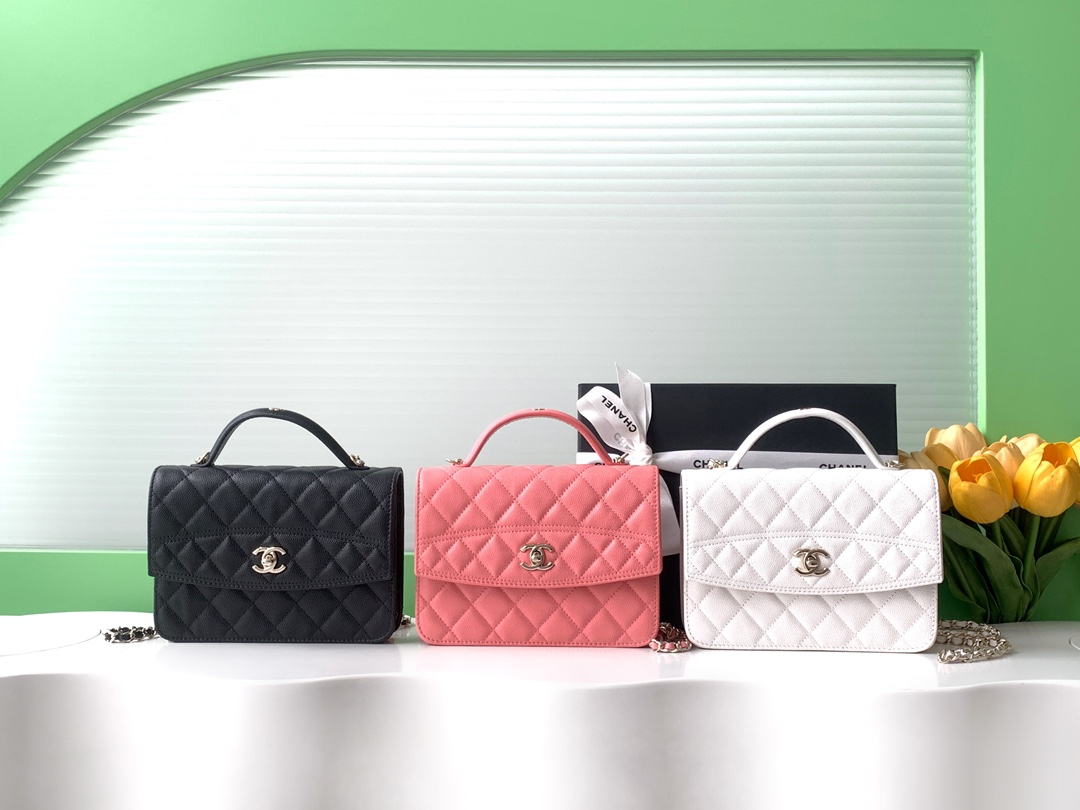 TOP CHANEL Logo Handle Backpack 14x18x3cm - 3 Colors