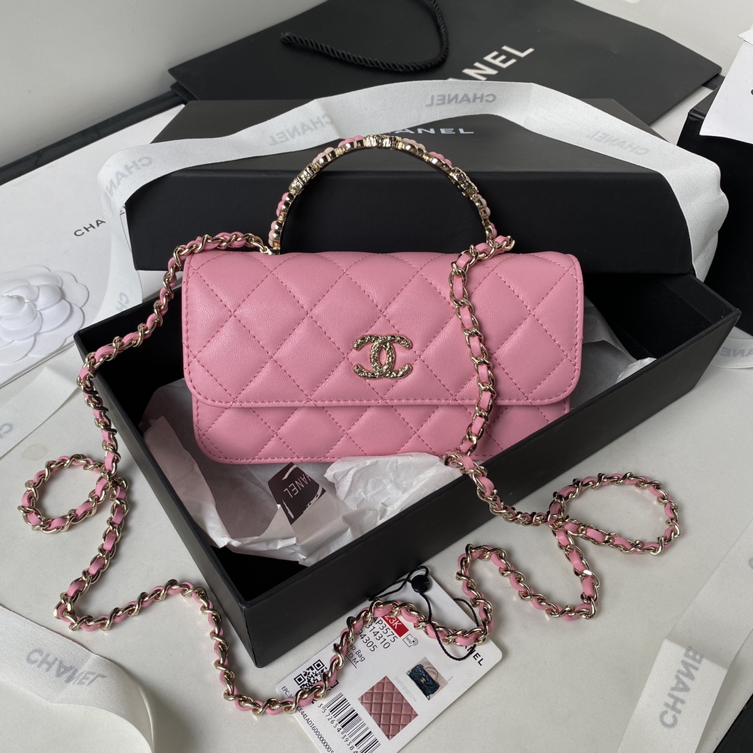 TOP CHANEL Flower Franc Handle Woc Bags - 17cm - 2 Colors & GHW