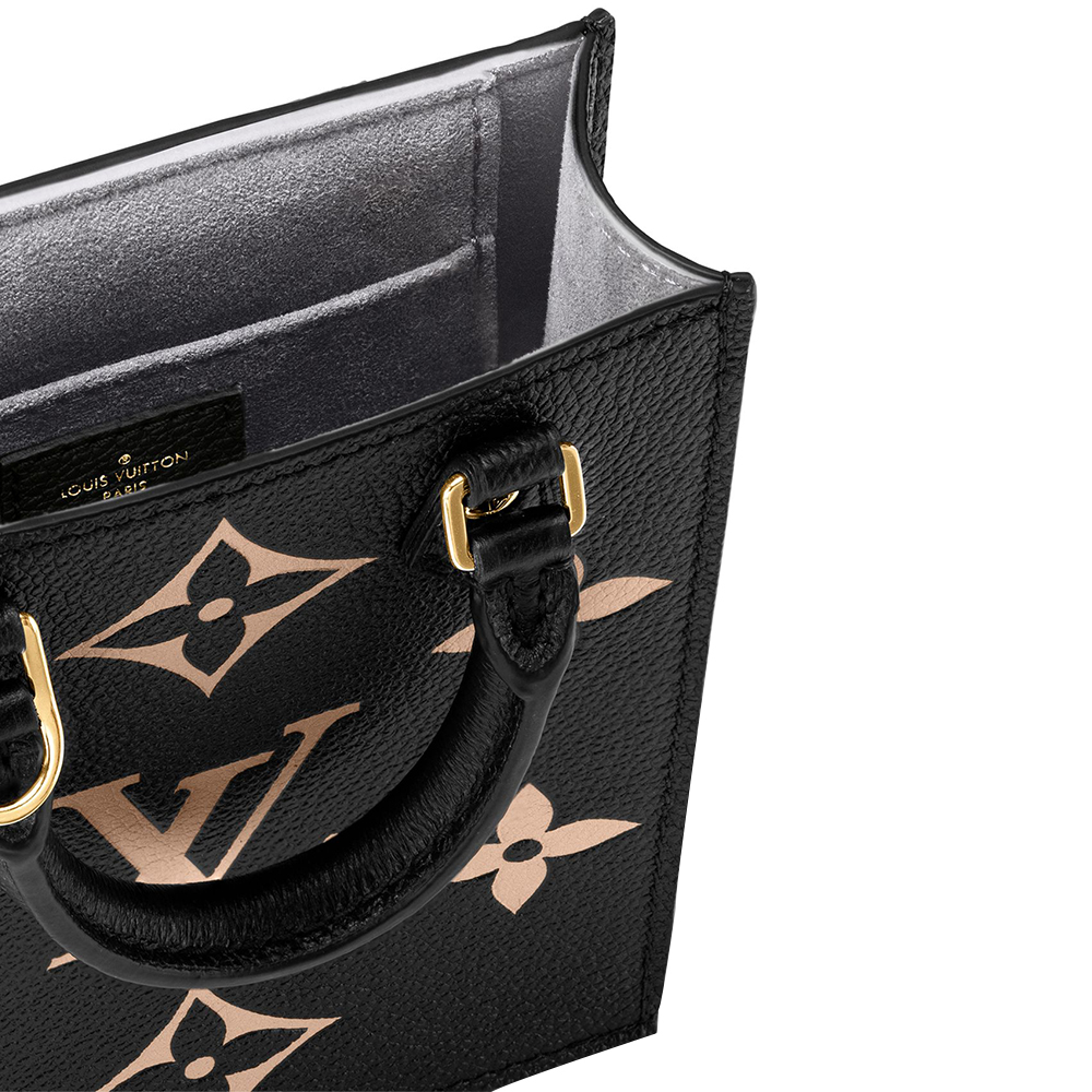 Louis Vuitton Monogram Empreinte Petite Sac Plat Handbag Black Beige(Replica)