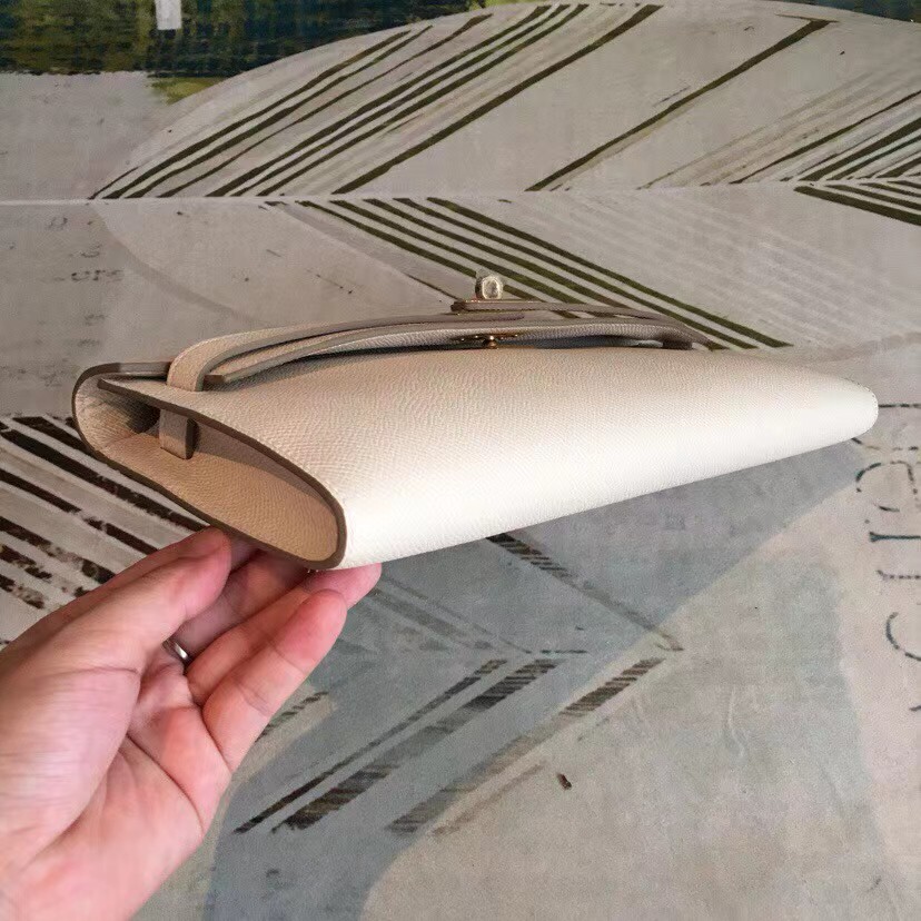 TOP HERMES Kelly Cut Elan 31 Clutch - White & SHW