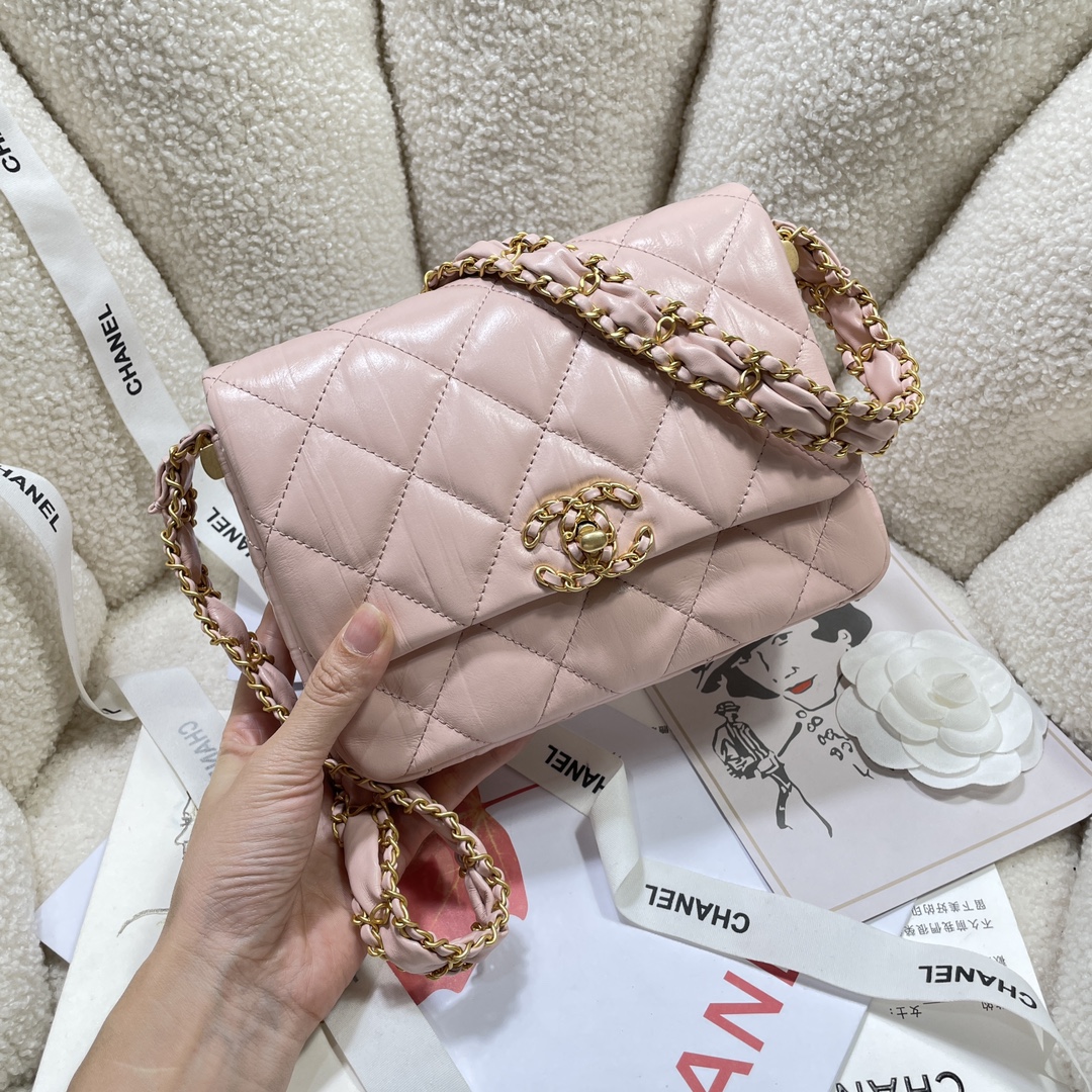 TOP CHANEL Flap Bag with Wide Leather Shoulder Strap 13.5*20.5*5cm - 4 Color