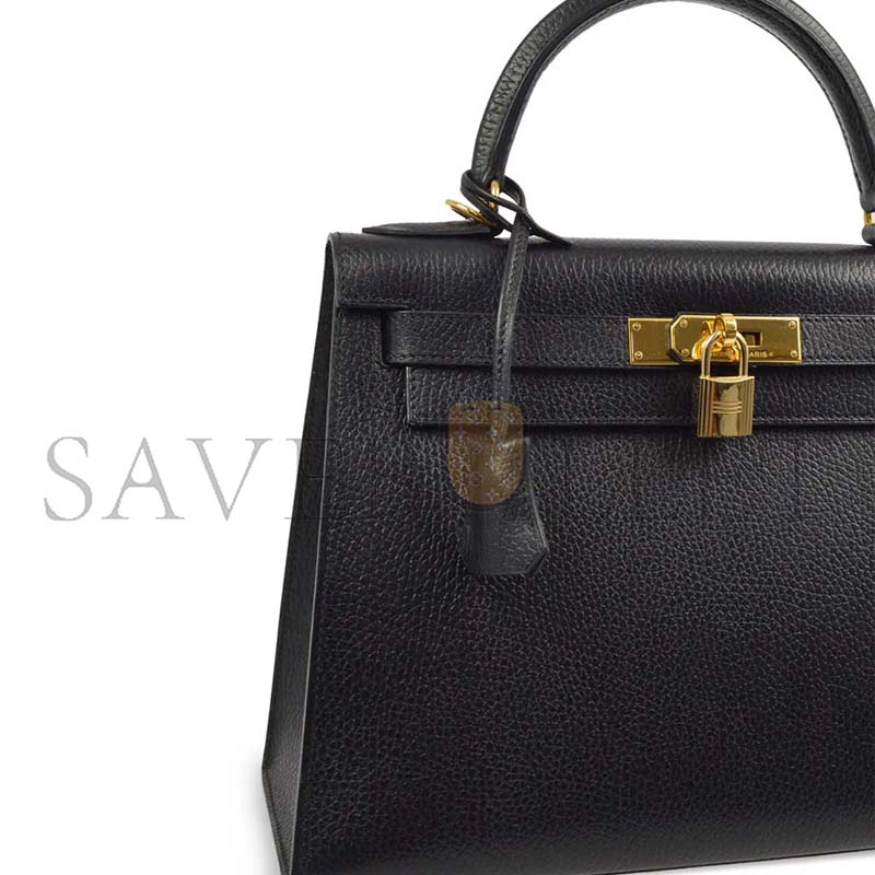 HERMÈS KELLY 25 CHEVRE NOIR GOLDEN HARDWARE (25*17*7cm)