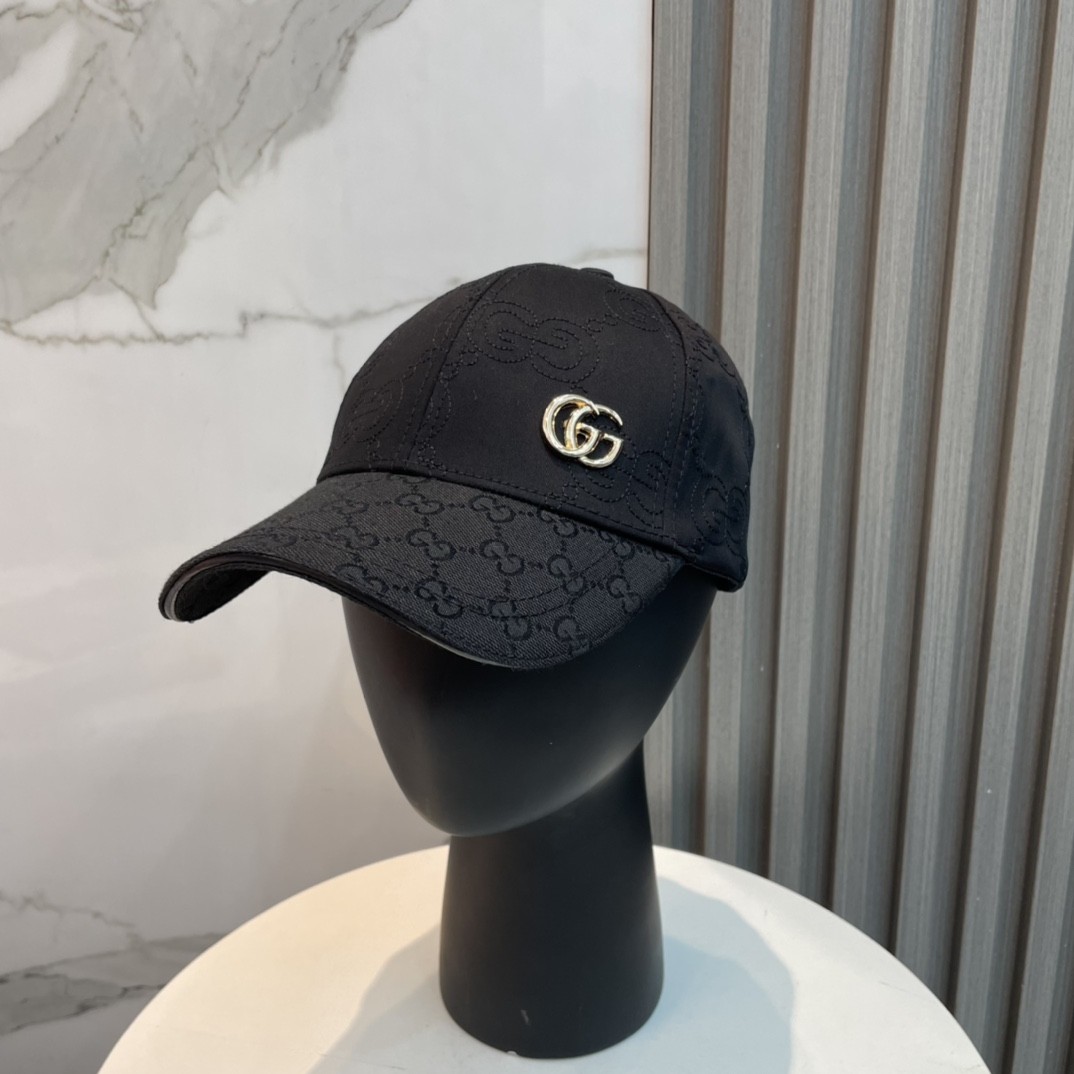 GG Metal Logo Monogram Spliced Baseball Cap, Unisex Vintage Embroidery Curved Brim Sun Hat
