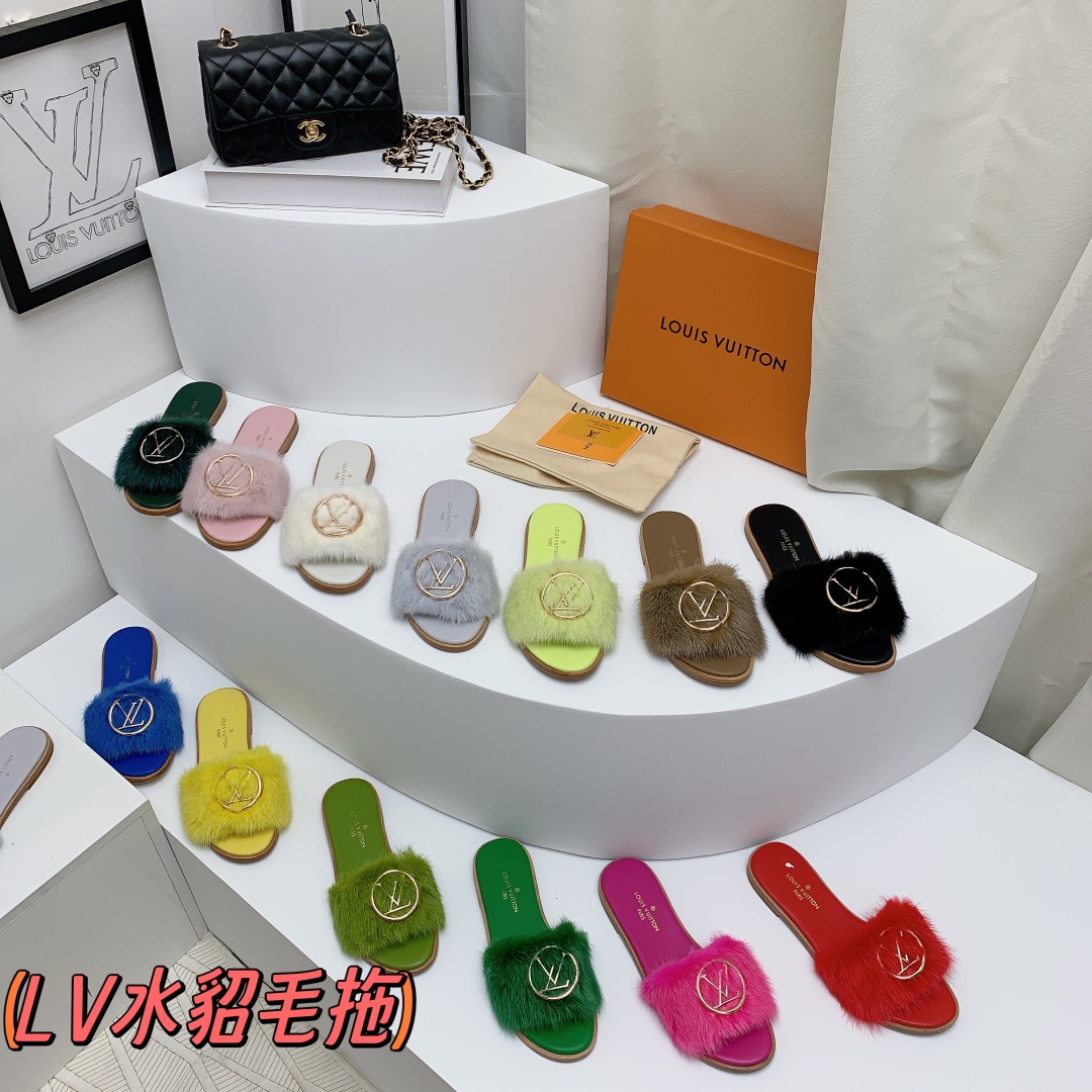 TOP Louis Vuitton LV L*V Full Leather Flat Slippers - 13 Color