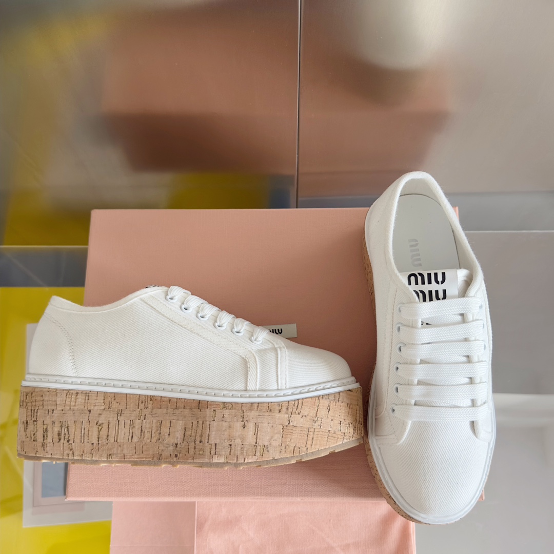 TOP Miu Miu Denim Thick Sole Sneakers - 3 Colors